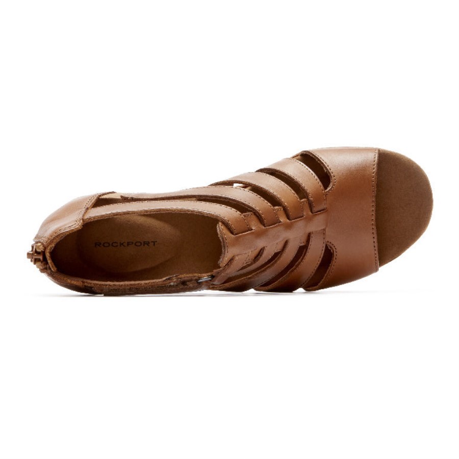 Rockport Briah Gladiator Sandal Dark Tan Leather