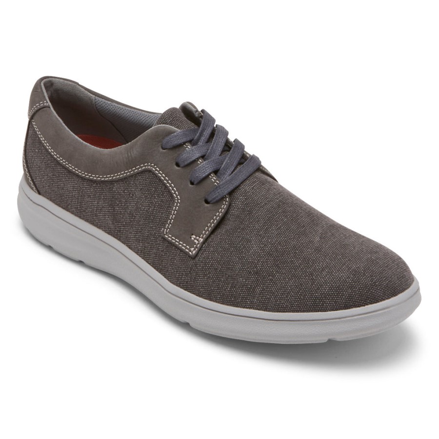 Rockport Men's Beckwith Plain Toe 4-Eye Oxford Magnet Canvas Nubuck