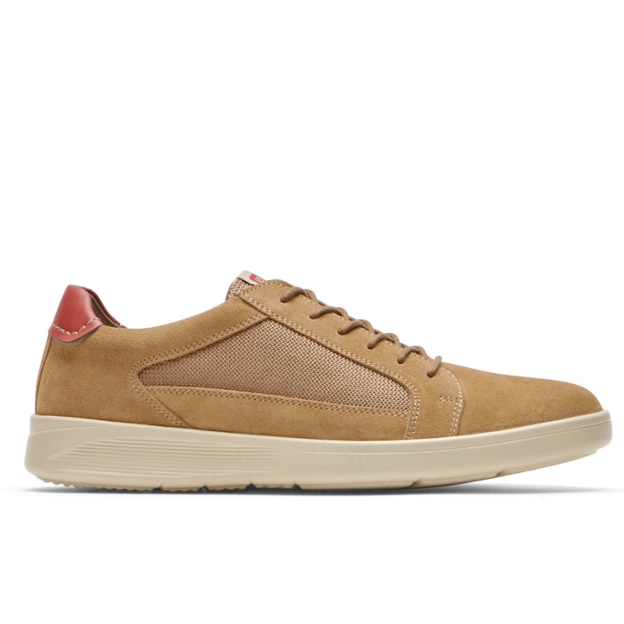 Rockport Men's Caldwell Cupsole Sneaker Beige Suede Vicuna Mesh
