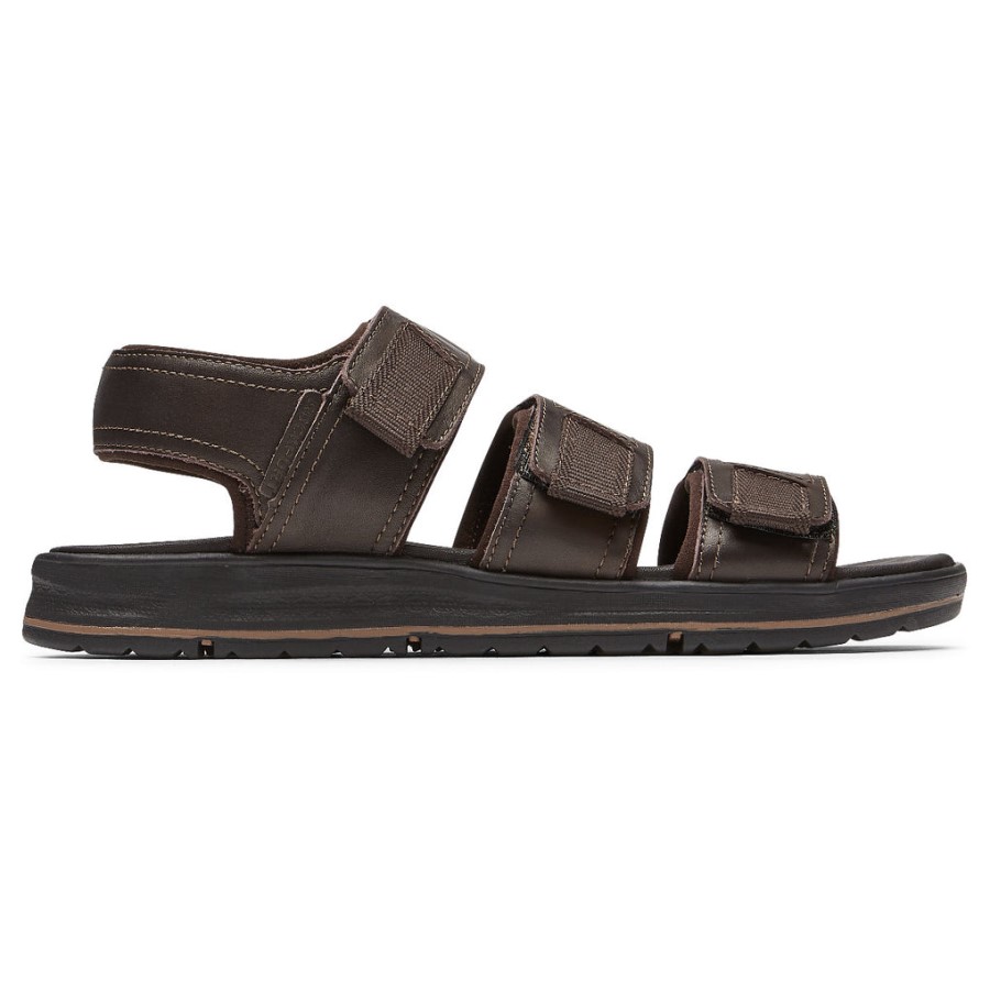 Rockport Men's Lucky Bay Dress 3-Band Sandal Brown