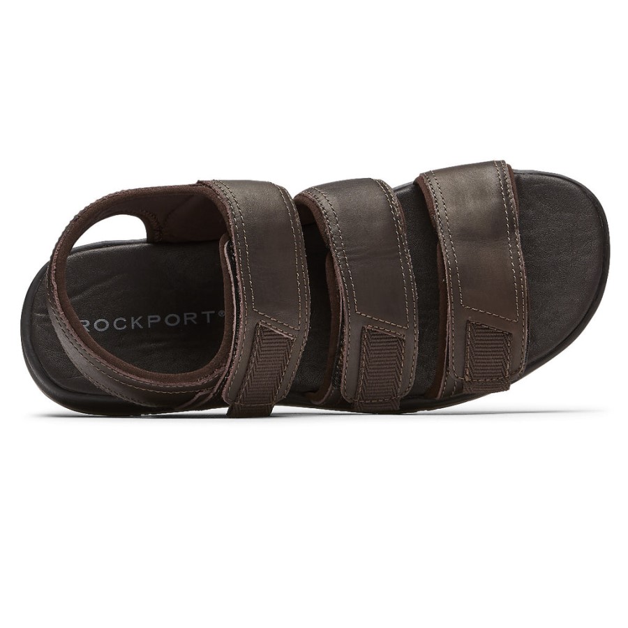 Rockport Men's Lucky Bay Dress 3-Band Sandal Brown