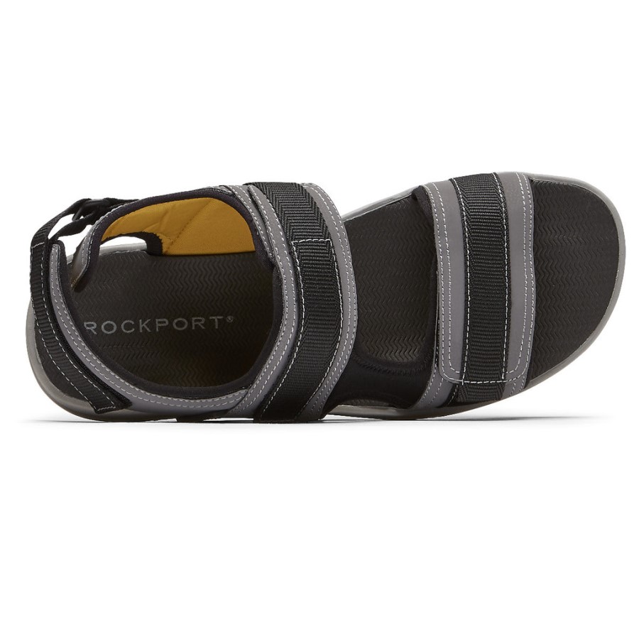 Rockport Men's Lucky Bay Sport 3 Strap Sandal Grey