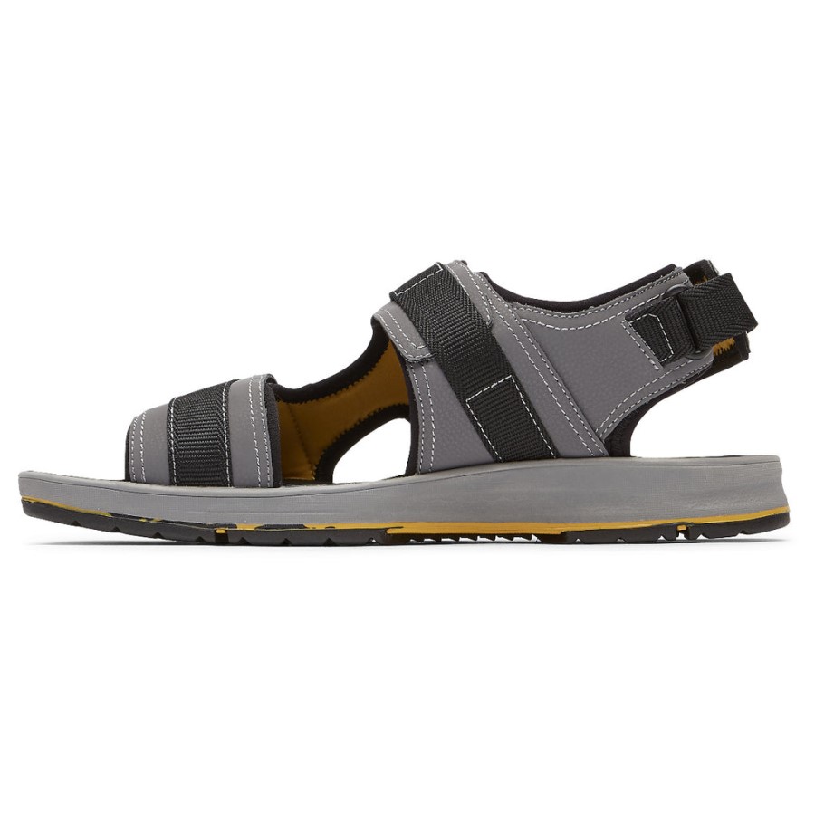 Rockport Men's Lucky Bay Sport 3 Strap Sandal Grey