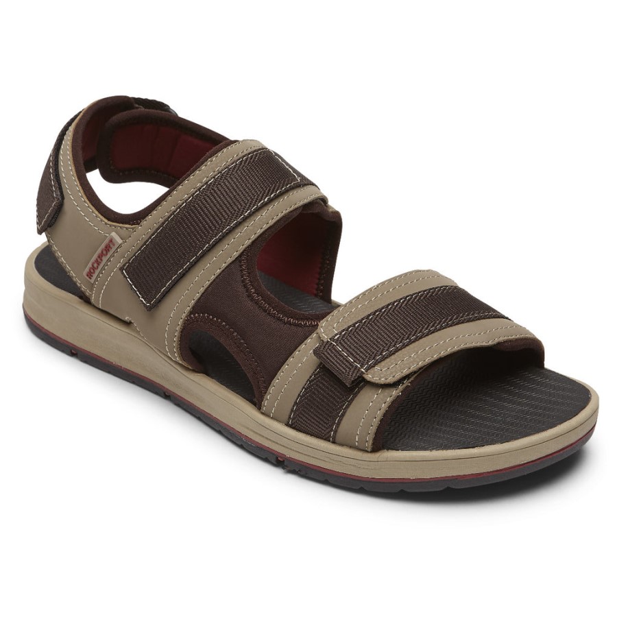 Rockport Men's Lucky Bay Sport 3 Strap Sandal Tan