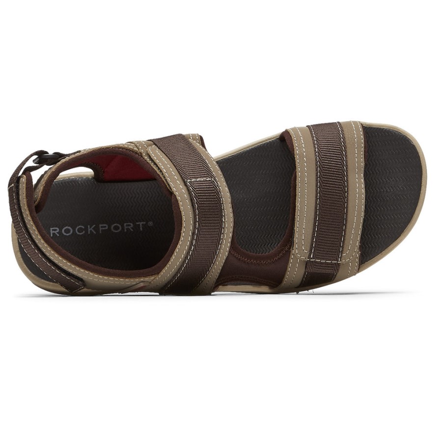 Rockport Men's Lucky Bay Sport 3 Strap Sandal Tan