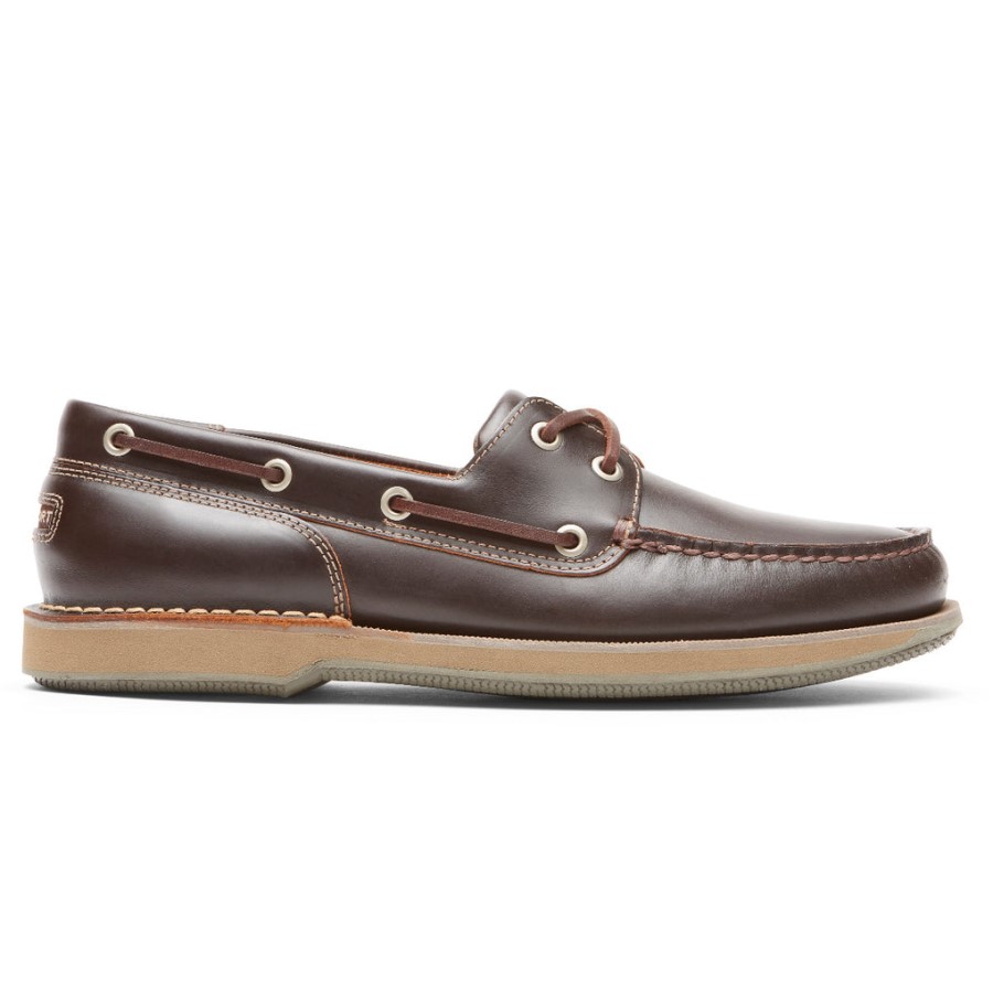 Rockport Men's Perth Boat Shoe Beeswax Dark Brown L