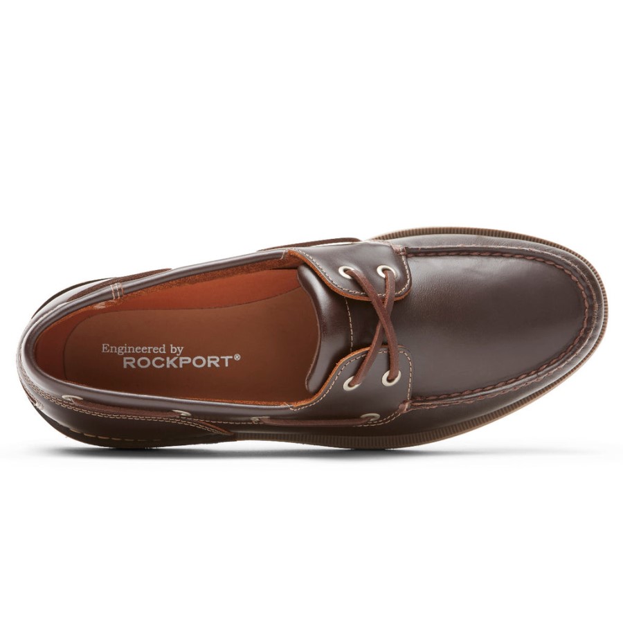 Rockport Men's Perth Boat Shoe Beeswax Dark Brown L