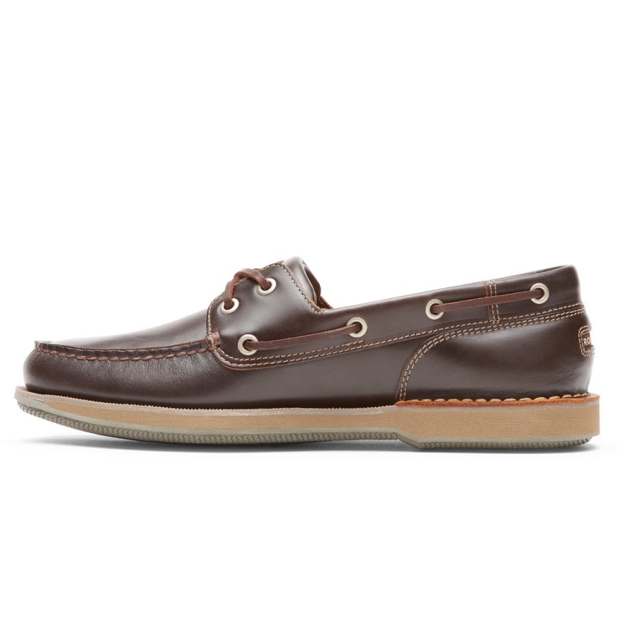 Rockport Men's Perth Boat Shoe Beeswax Dark Brown L