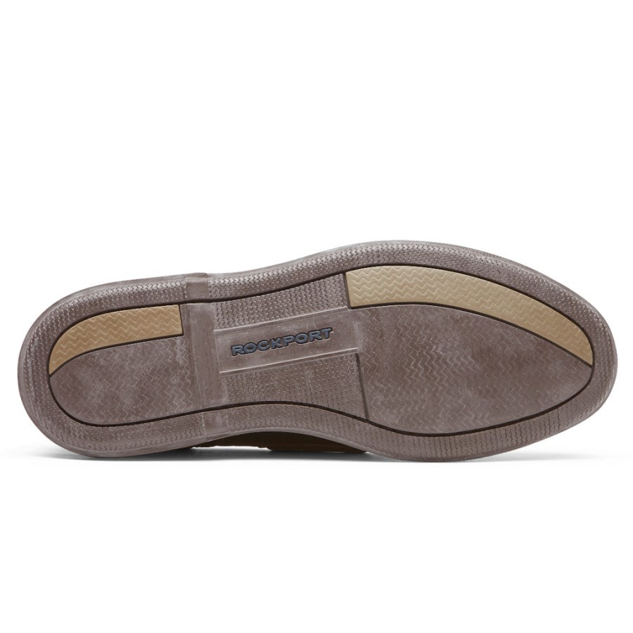 Rockport Men's Perth Boat Shoe Dark Brown Pull Up