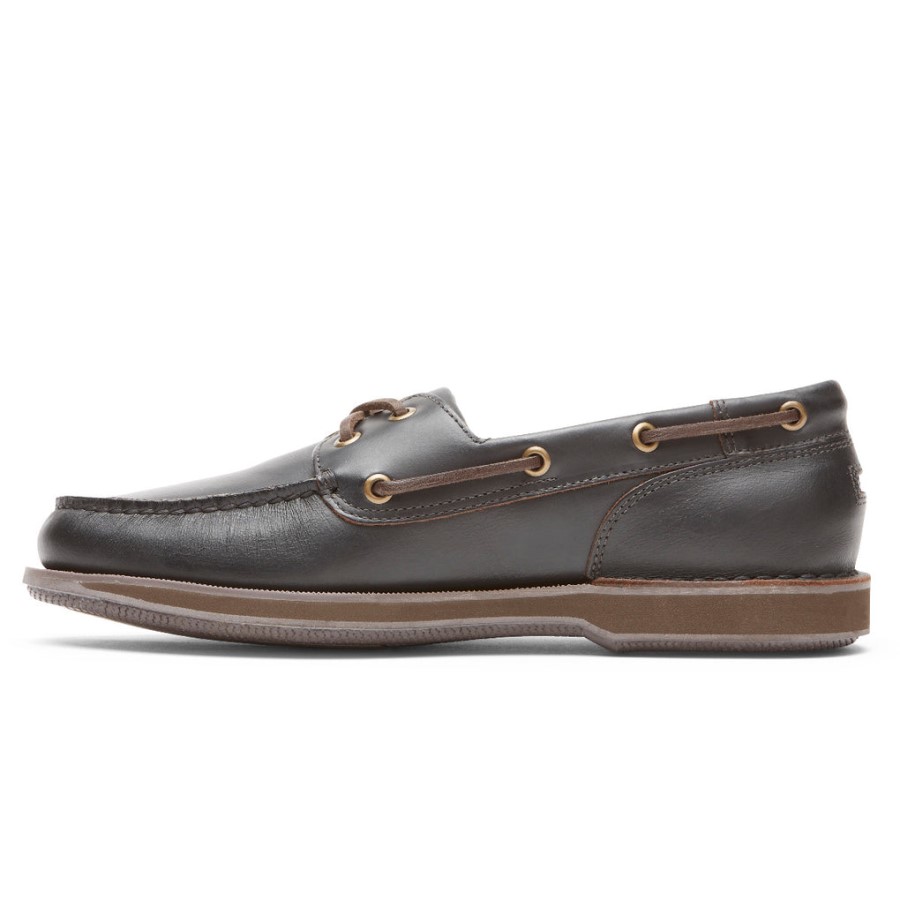 Rockport Men's Perth Boat Shoe Dark Brown Pull Up
