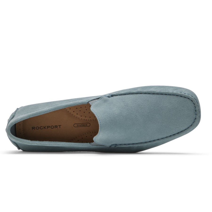 Rockport Men's Rhyder Venetian Loafer Light Blue Suede