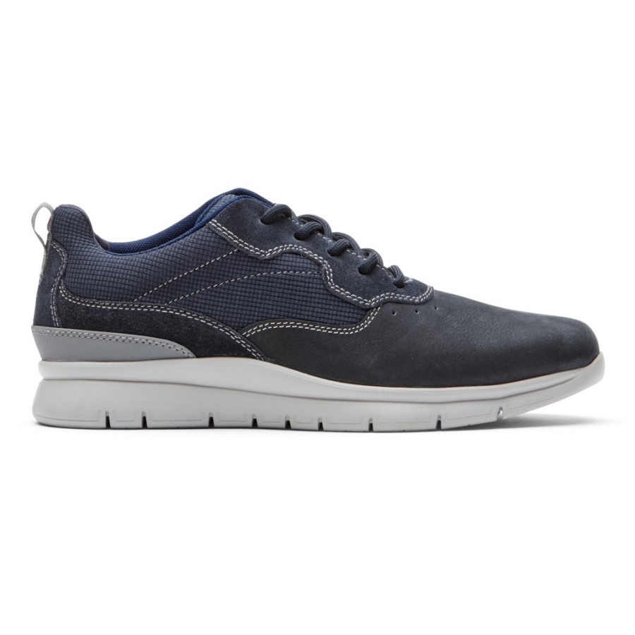 Rockport Men's Stewart Plain Toe Sneaker Navy Nubuck Suede Mesh