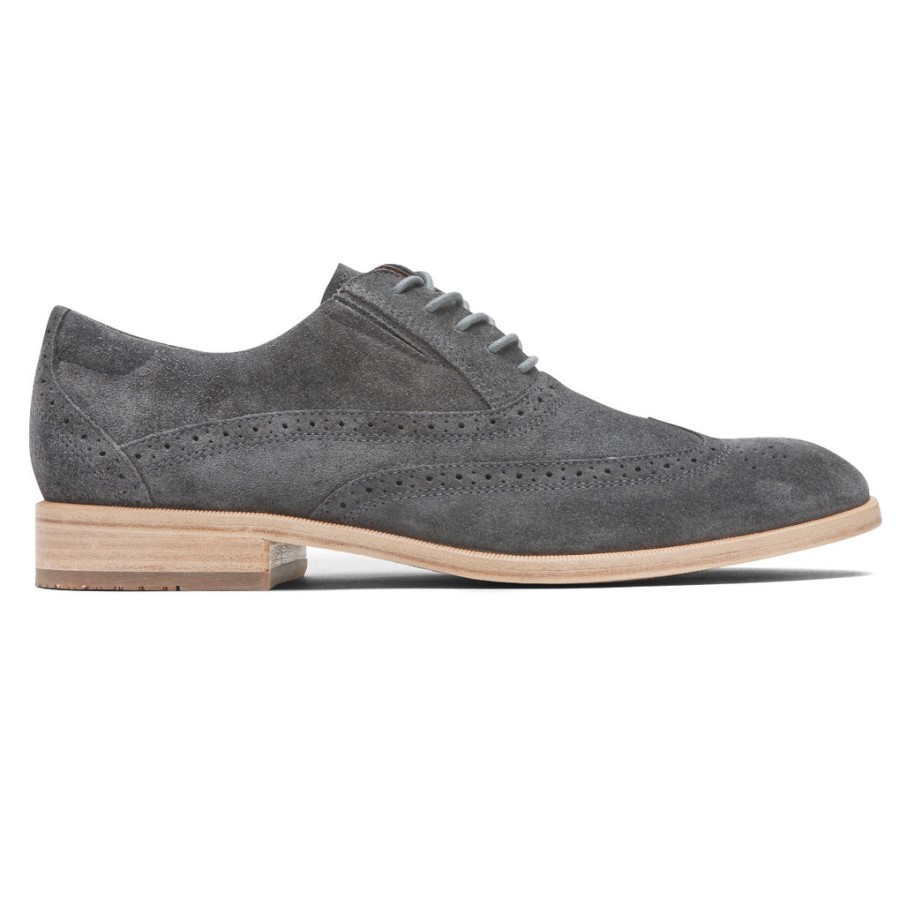 Rockport Men's Total Motion Office Wingtip Grey Suede