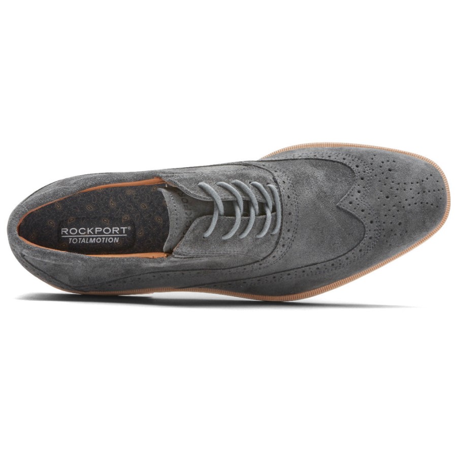 Rockport Men's Total Motion Office Wingtip Grey Suede