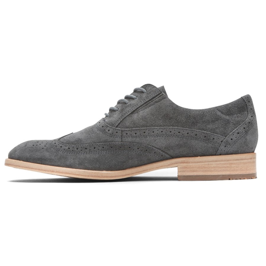 Rockport Men's Total Motion Office Wingtip Grey Suede