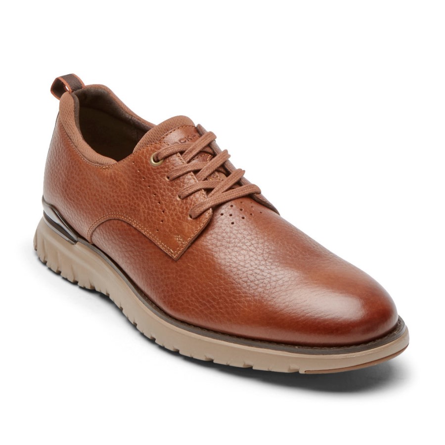 Rockport Men's Total Motion Sport Plain Toe Oxford Cognac Leather