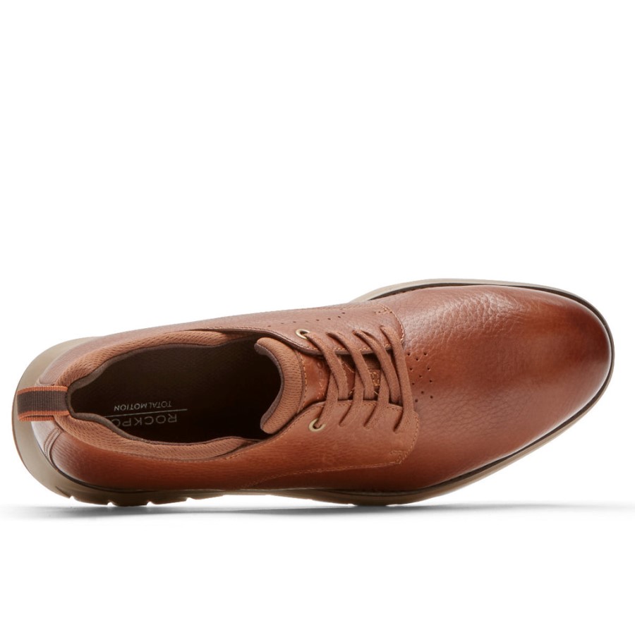 Rockport Men's Total Motion Sport Plain Toe Oxford Cognac Leather