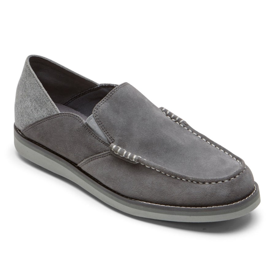 Rockport Men's Tucker Venetian Crush Back Loafer Steel Grey