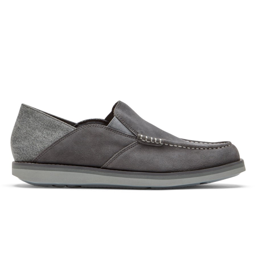 Rockport Men's Tucker Venetian Crush Back Loafer Steel Grey