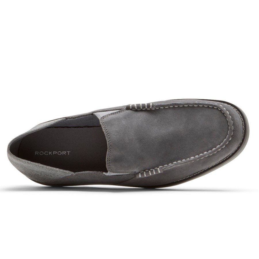 Rockport Men's Tucker Venetian Crush Back Loafer Steel Grey