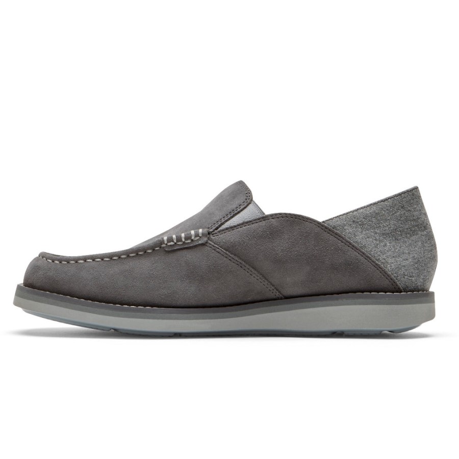 Rockport Men's Tucker Venetian Crush Back Loafer Steel Grey