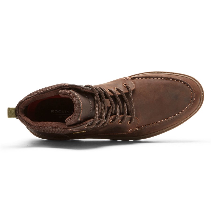 Rockport Men's Weather Ready Moc Toe Boot-Waterproof Java Leather Suede