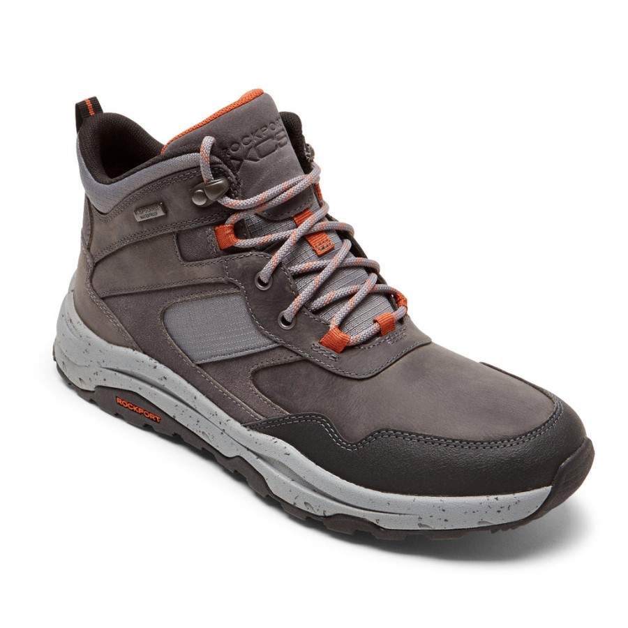 Rockport Men's XCS Pathway Mid Boot-Waterproof Steel Grey Leather Suede