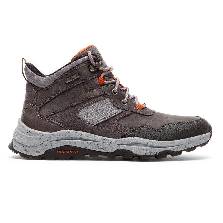 Rockport Men's XCS Pathway Mid Boot-Waterproof Steel Grey Leather Suede