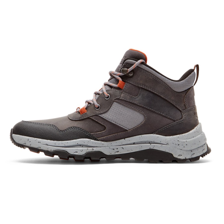 Rockport Men's XCS Pathway Mid Boot-Waterproof Steel Grey Leather Suede
