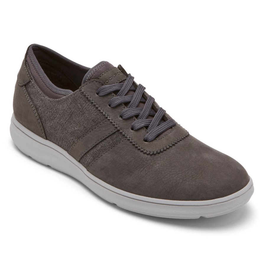 Rockport Men's Zaden 5-Eye Ubal Sneaker Grey Nubuck Canvas