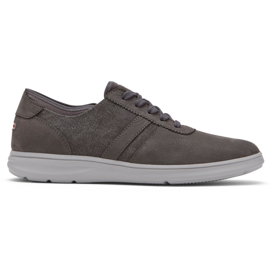 Rockport Men's Zaden 5-Eye Ubal Sneaker Grey Nubuck Canvas