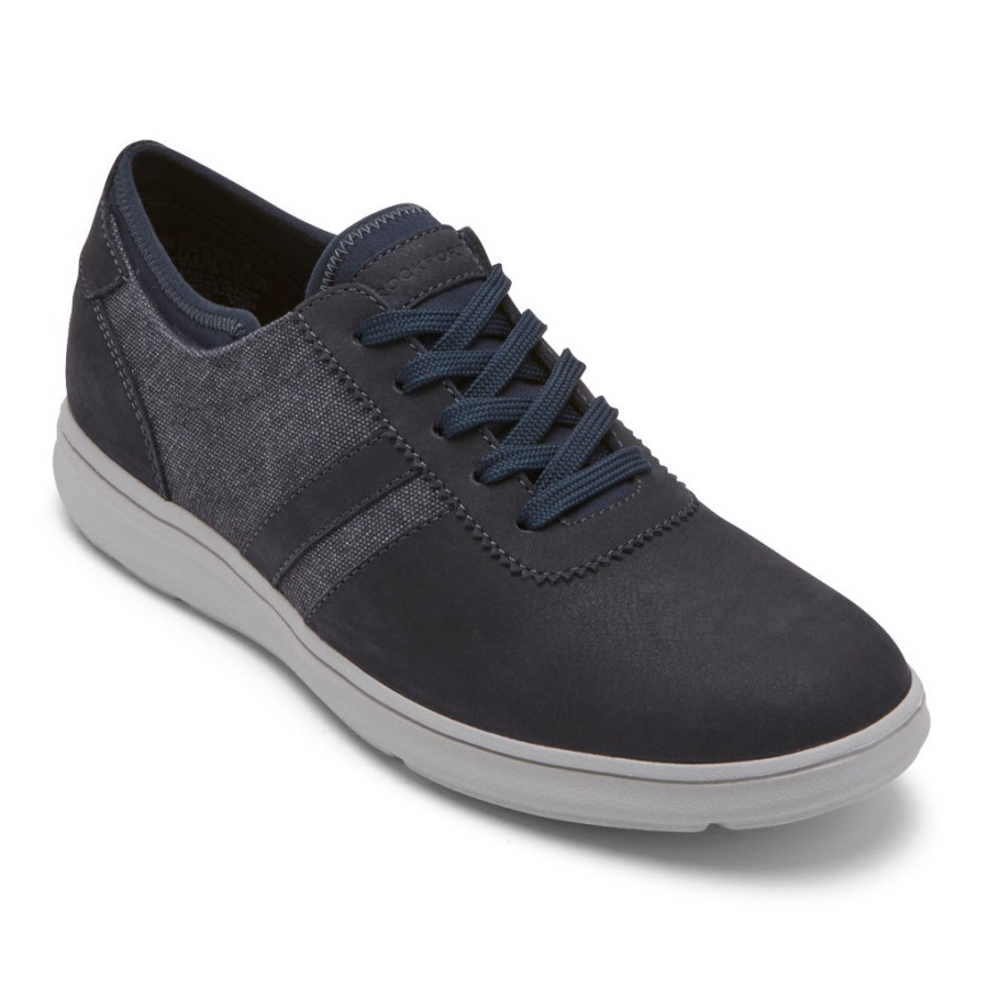 Rockport Men's Zaden 5-Eye Ubal Sneaker New Dress Blues Nubuck Canvas