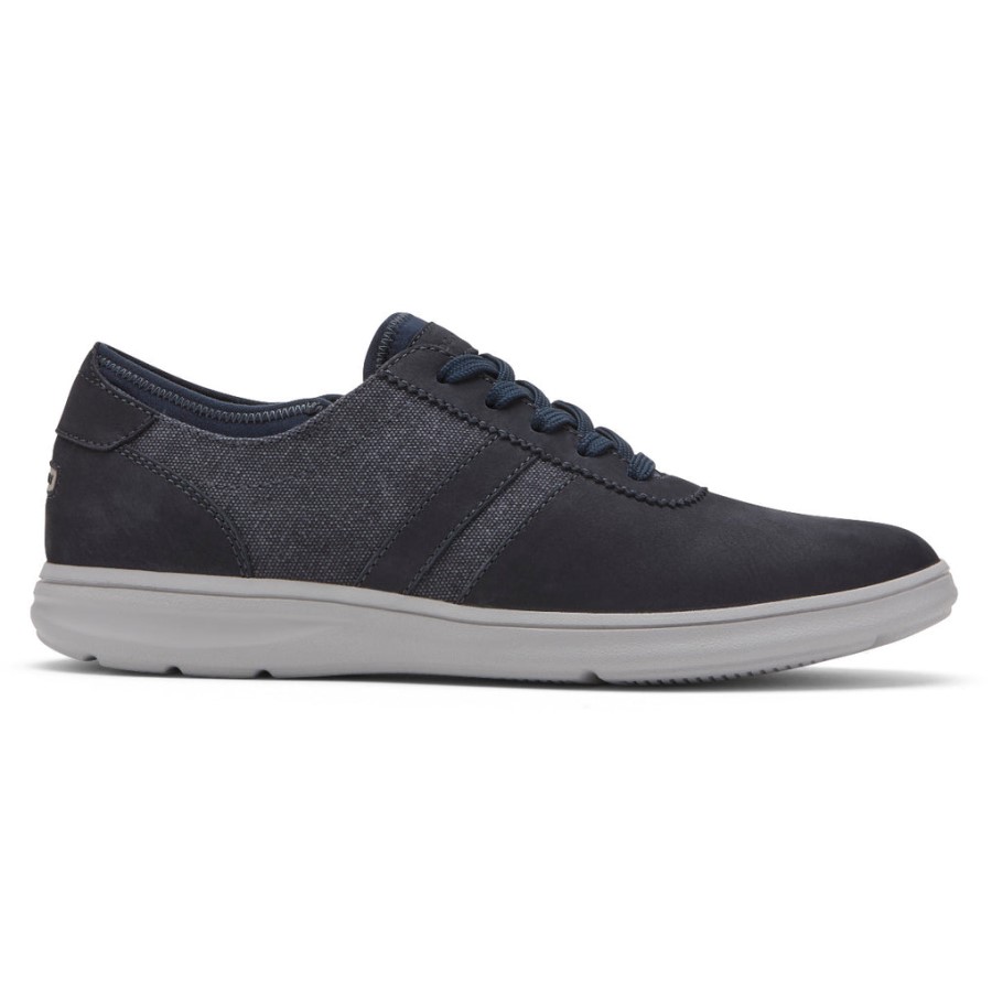Rockport Men's Zaden 5-Eye Ubal Sneaker New Dress Blues Nubuck Canvas
