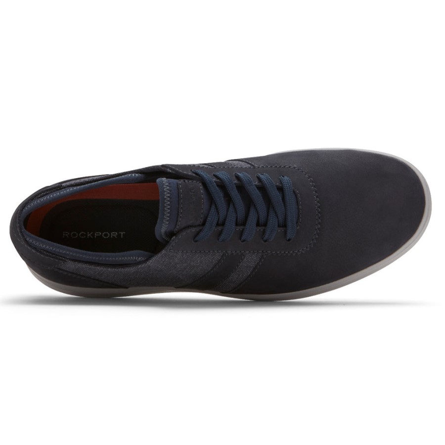 Rockport Men's Zaden 5-Eye Ubal Sneaker New Dress Blues Nubuck Canvas