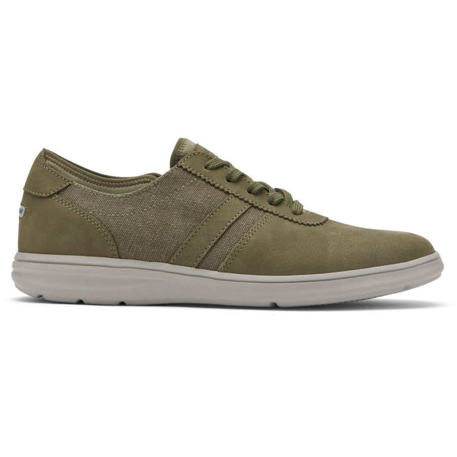 Rockport Men's Zaden 5-Eye Ubal Sneaker Olive Nubuck Canvas