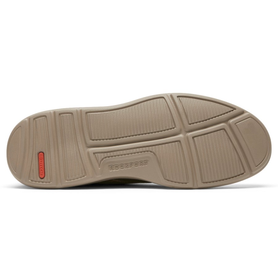 Rockport Men's Zaden Plain Toe Oxford Barley Leather Java Suede Rips