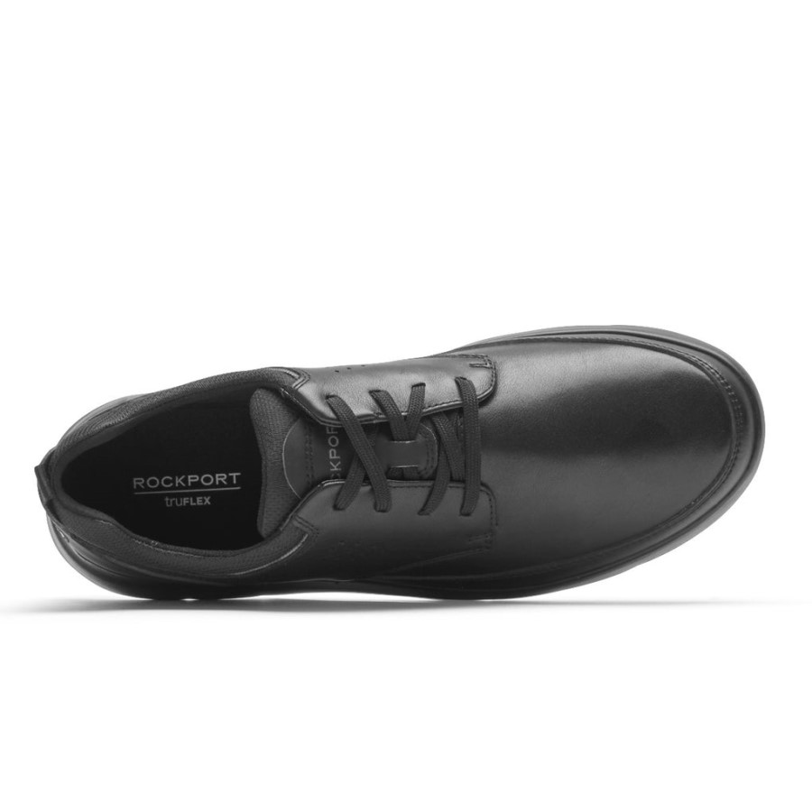 Rockport Men's truFLEX Cayden Plain Toe Sneaker Black Leather