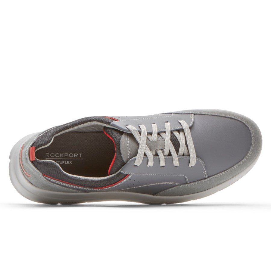 Rockport Men's truFLEX Cayden Sneaker Steel Grey Leather Suede