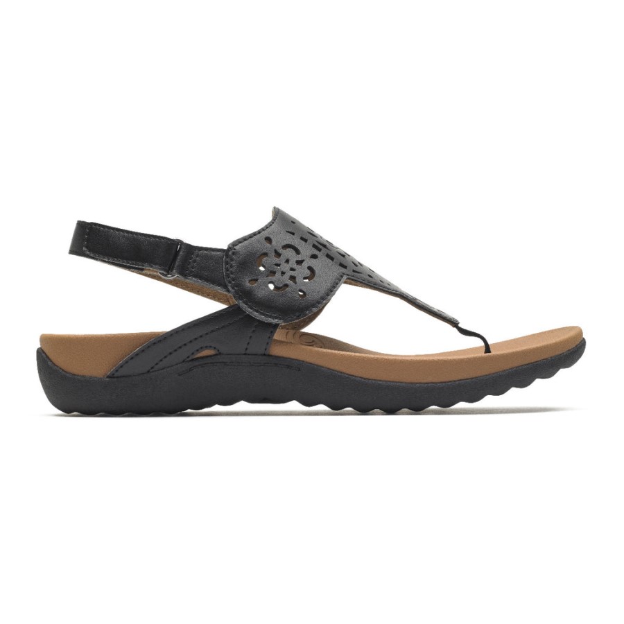 Rockport Ridge Circle Cutout Thong Sandal Black