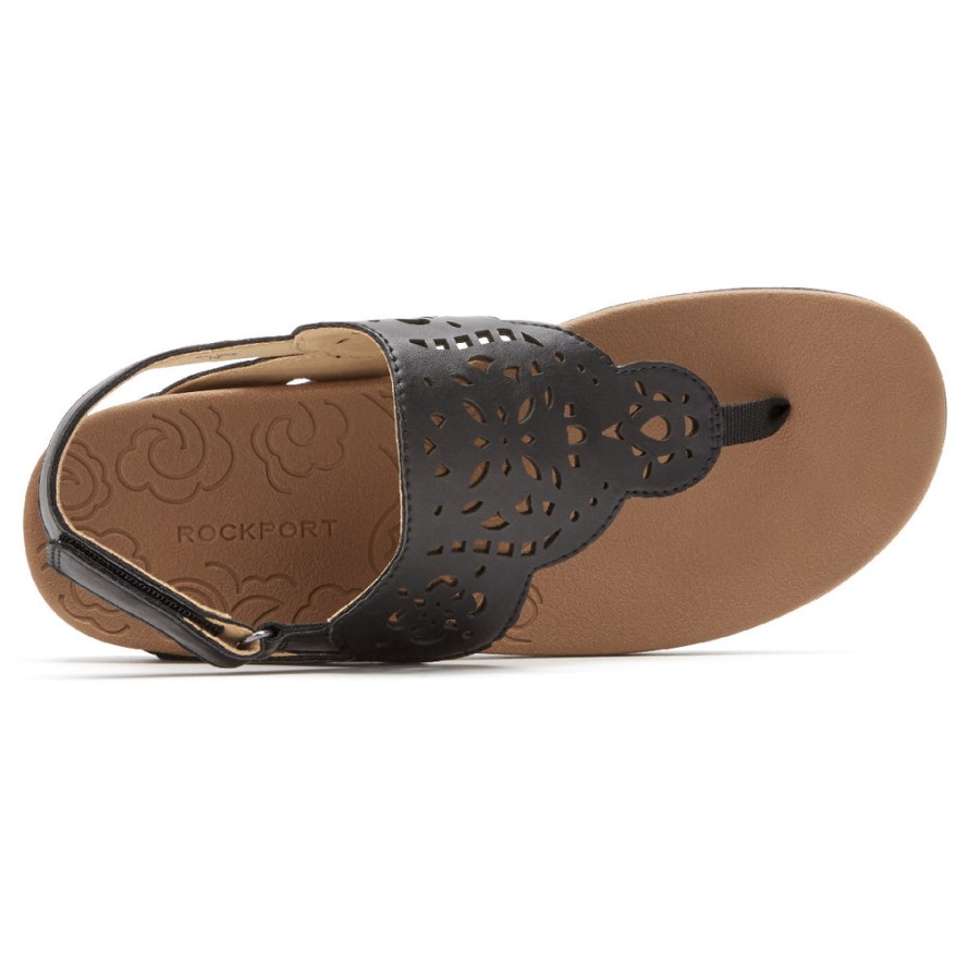 Rockport Ridge Circle Cutout Thong Sandal Black