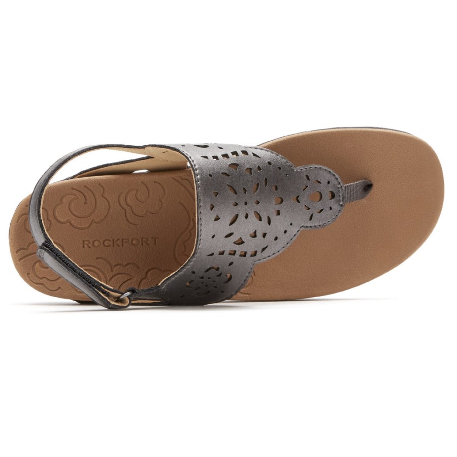 Rockport Ridge Circle Cutout Thong Sandal Pewter