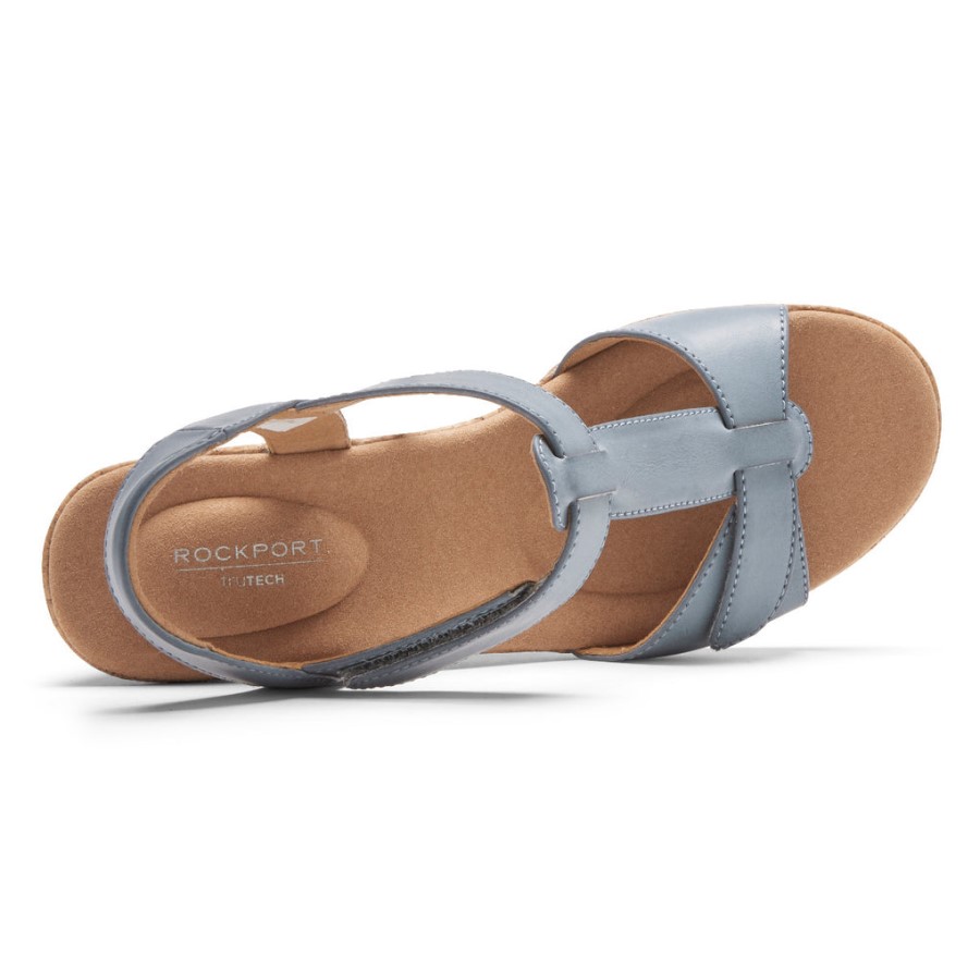Rockport Women's Blanca T-Strap Sandal Blue Chambray