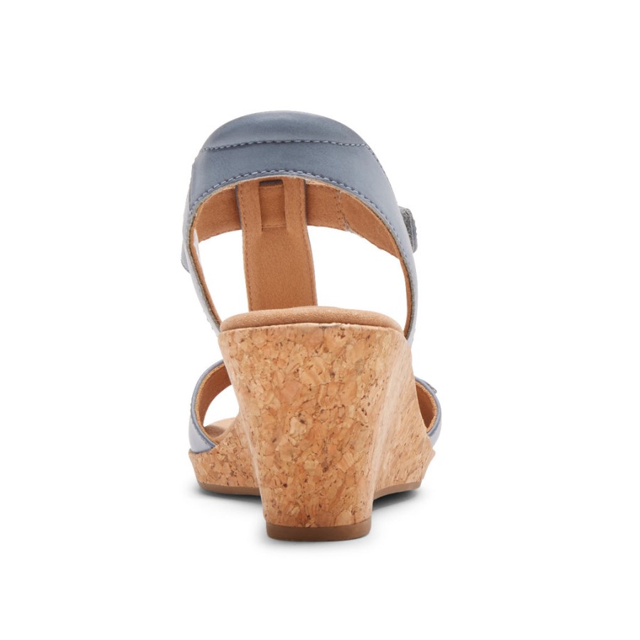 Rockport Women's Blanca T-Strap Sandal Blue Chambray