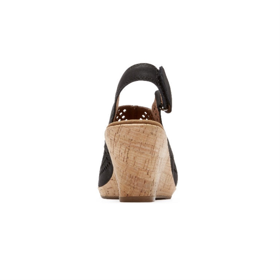 Rockport Women's Briah Perf Sling Sandal Black Nubuck