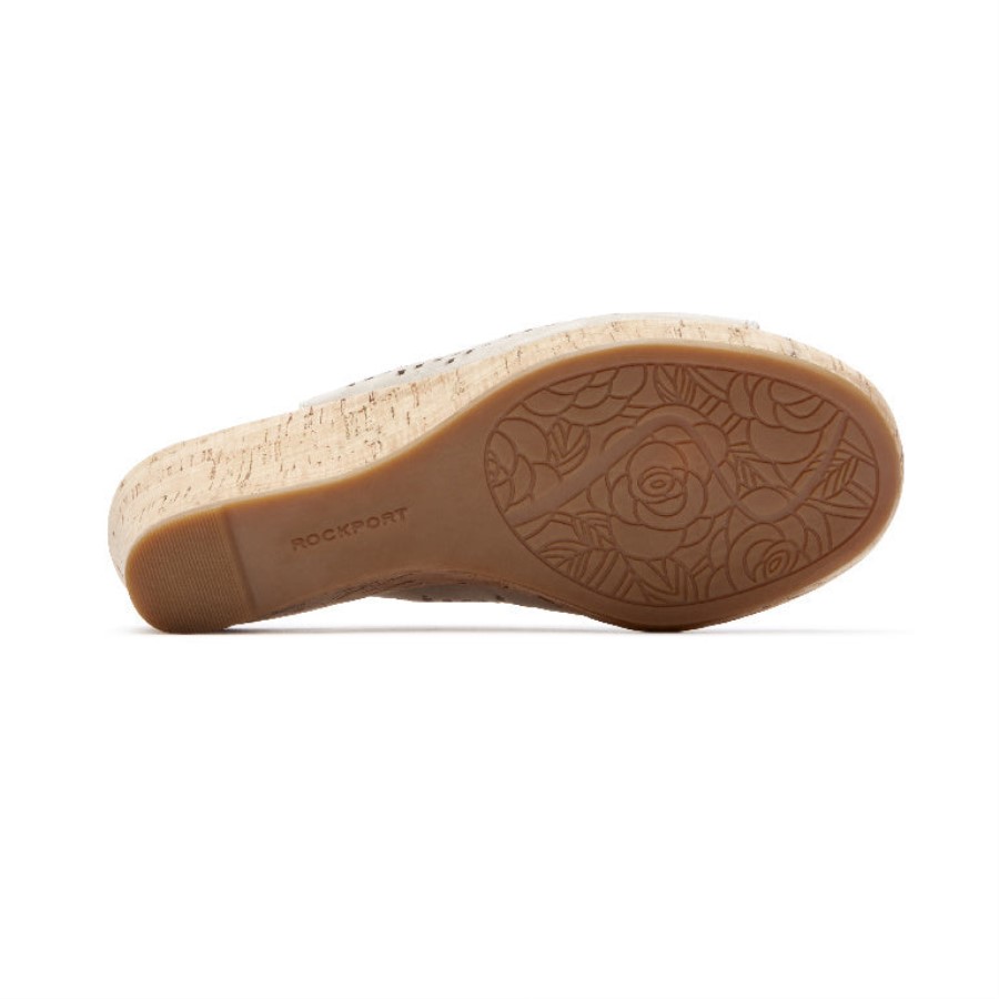 Rockport Women's Briah Perf Sling Sandal Taupe Leather