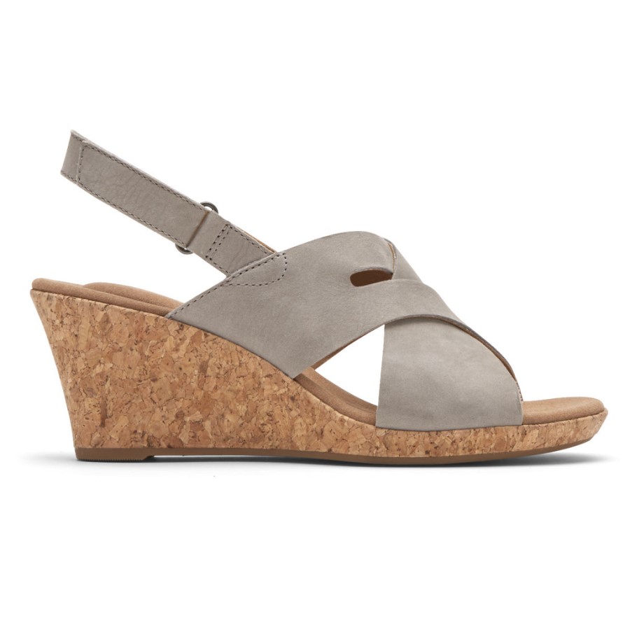 Rockport Women's Briah Slot Slingback Sandal Dove Nubuck
