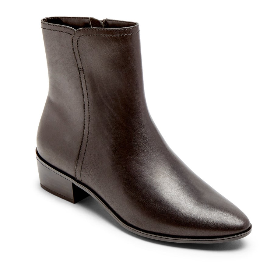 Rockport Women's Geovana Mid Boot Black Leather Waterproof