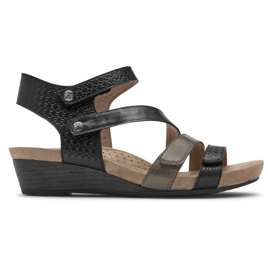 Rockport Women's Hollywood 4-Strap Sandal Black Multi