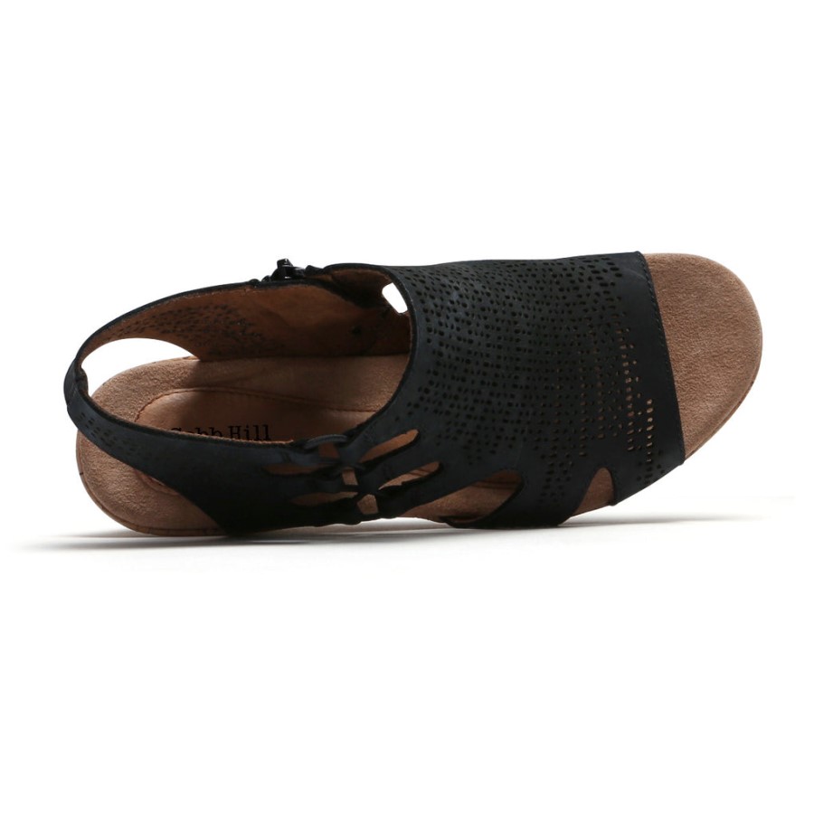 Rockport Women's Janna Wedge Sandal Black Nubuck