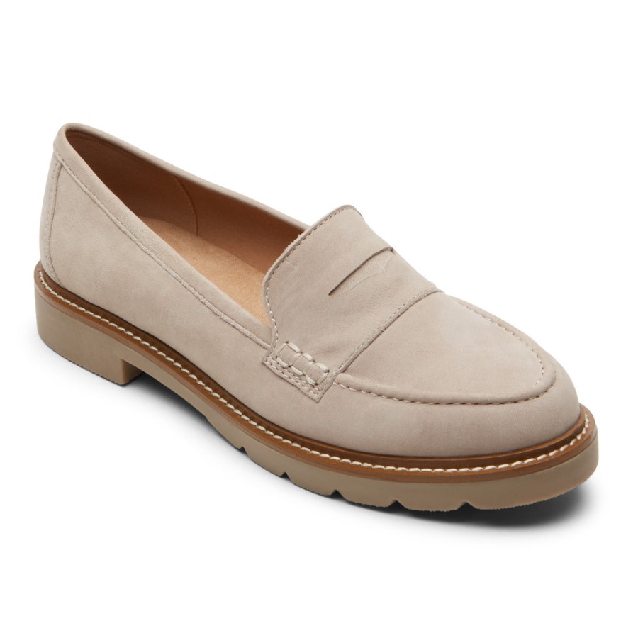 Rockport Women's Kacey Penny Loafer Taupe Nubuck